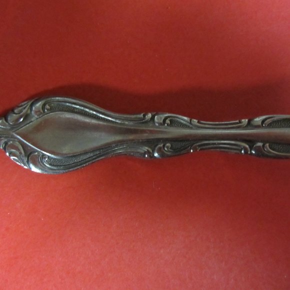 VINTAGE 80'S LIFETIME CUTLERY STAINLESS GLOSSY SCROLL EDGE COLD MEAT FORK - Picture 3 of 7